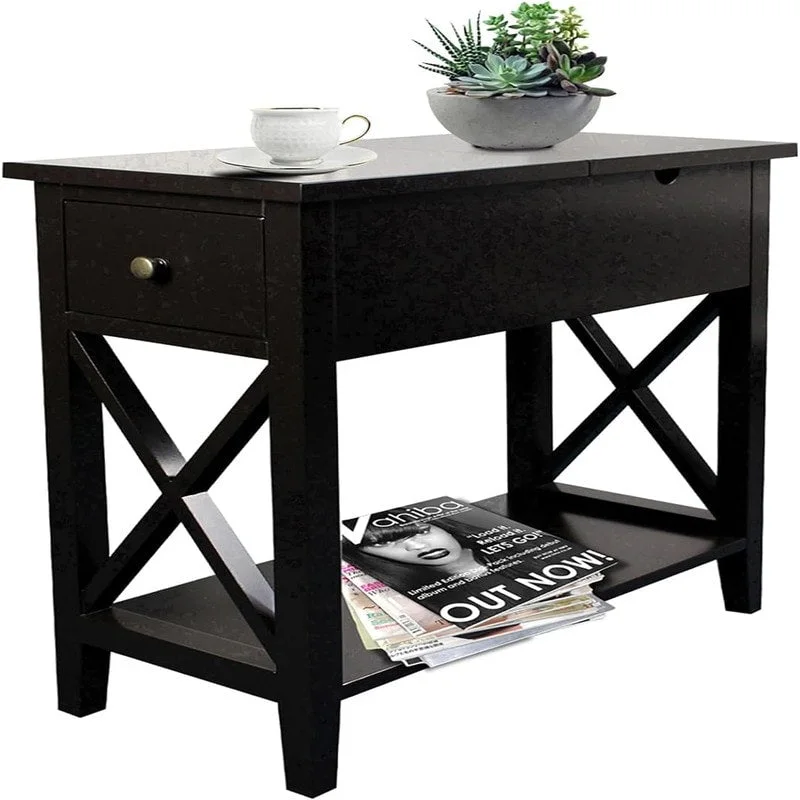 Material Flip Top Narrow End Table - 11D x 23.5W x 24H