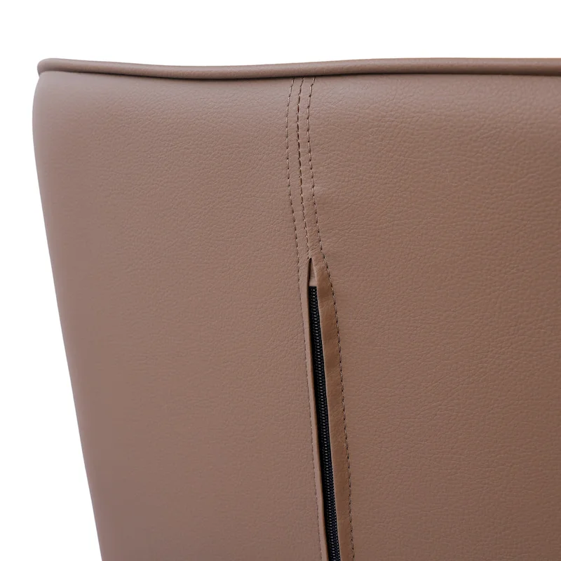 Set of 2 PU Upholstered Dining Chairs Modern Solid Back Chairs with Black Metal Legs