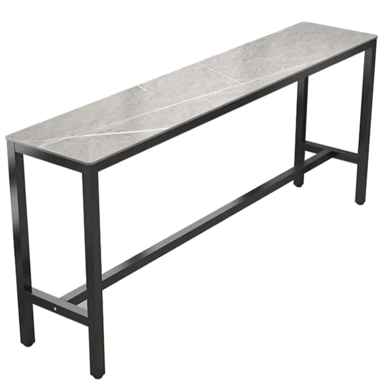 Modern Gray Quartz Metal Legs Bar Tables