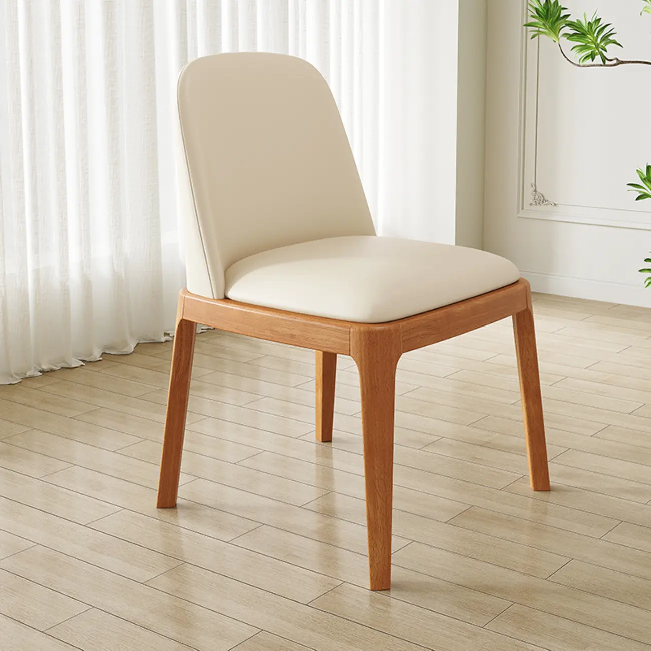 Modern Rubber Wood Upholstered Dining Chair Set of 2