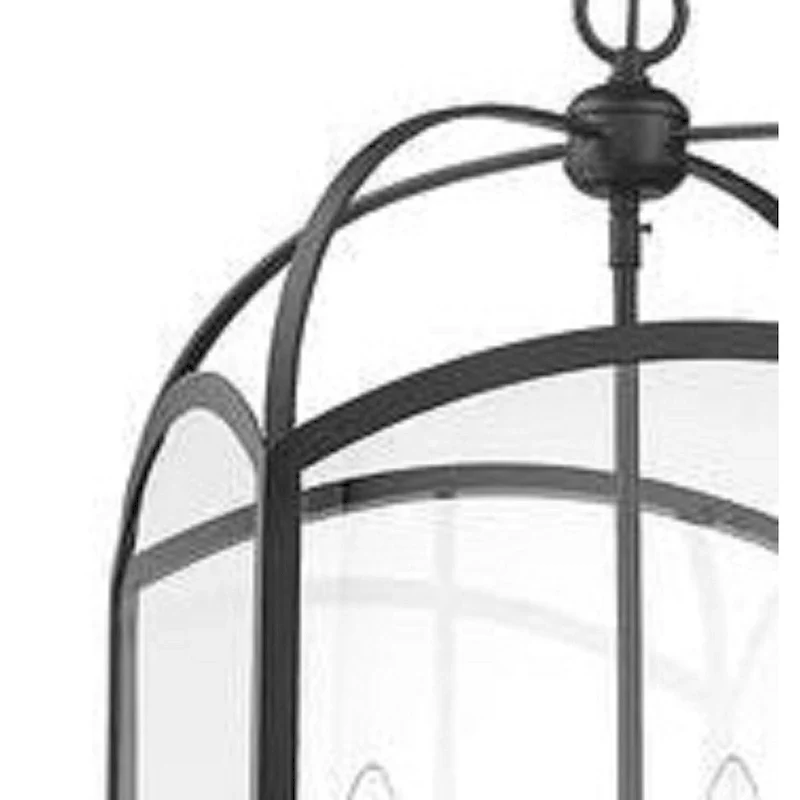 Traditional Large 4-L Pendant Lantern in Black 15 W x 24 H