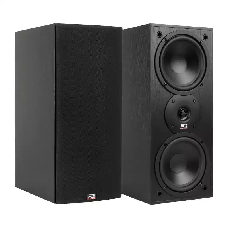 MTX Audio MONITOR60i 6.5 Inch 2-Way Bookshelf Speakers, 200W Polypropylene Wired Home Theater and Music Speaker System with RCA Input, Black