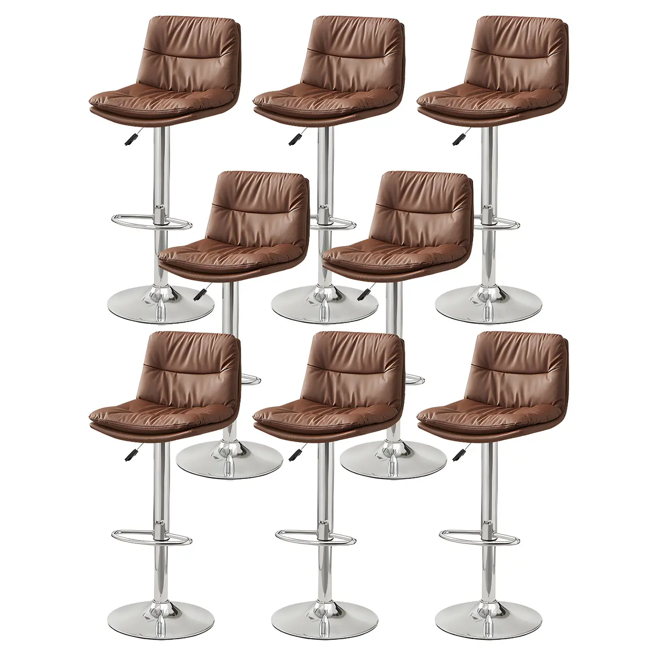 Modern Leather Saddle Swivel Adjustable Bar Stool