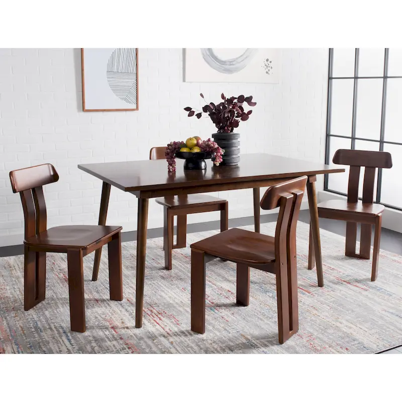 Mid-Century Modern Wood Dining Chair with Tripod Base – Light Blond / Walnut / Black