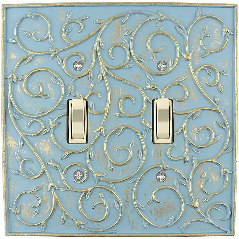 Meriville French Scroll 2 Toggle Wallplate, Double Switch Electrical Cover Plate