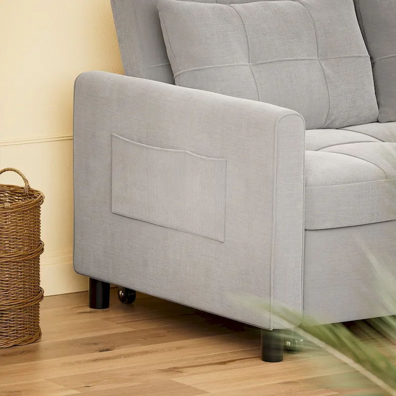 Grey Convertible Sleeper Loveseat with Pull-Out Bed