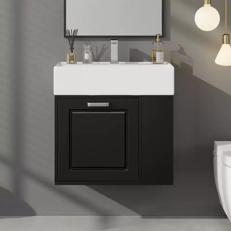 21.8 Wall Bathroom Cabinet with Sink, Bathroom storage Cabinet with Drawers, Single Sink Bathroom Vanity with Adjustable Shelf