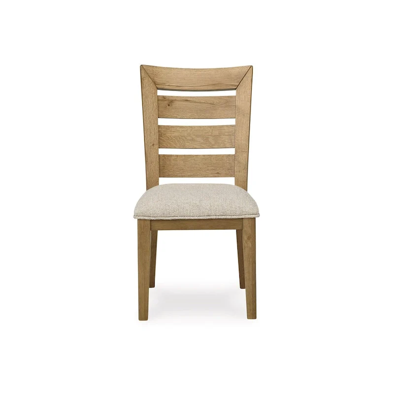 24 Inch Dining Chair, Cushioned, Curved Ladder Back, Brown