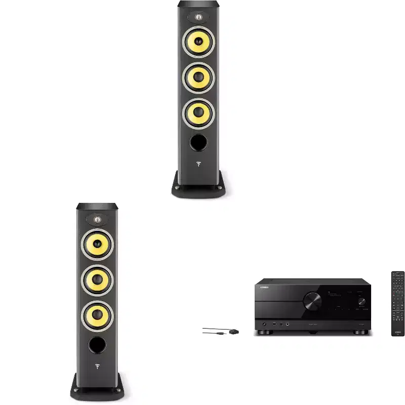 Focal Aria K2 926 Ash Grey (Limited Edition) 3-Way Floorstanding Audiophile Tower Speaker - PAIR,with RX-A8ABL AVENTAGE 11.2-Channel AV Receiver wi...
