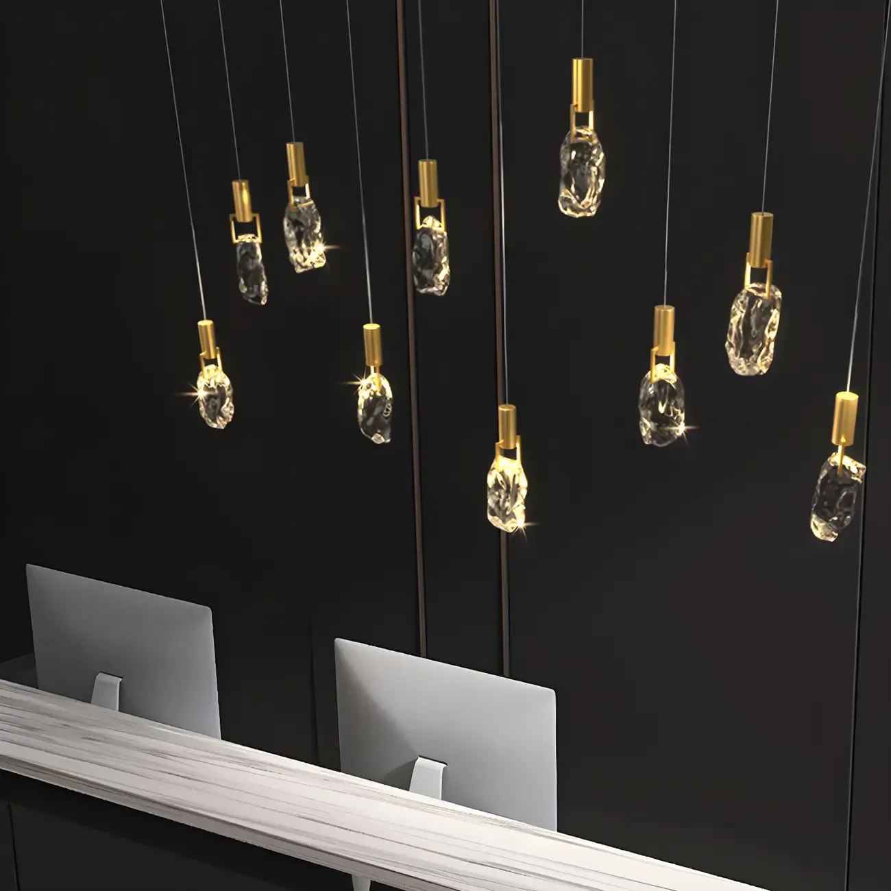Modern Adjustable Crystal Linear Pendant Light