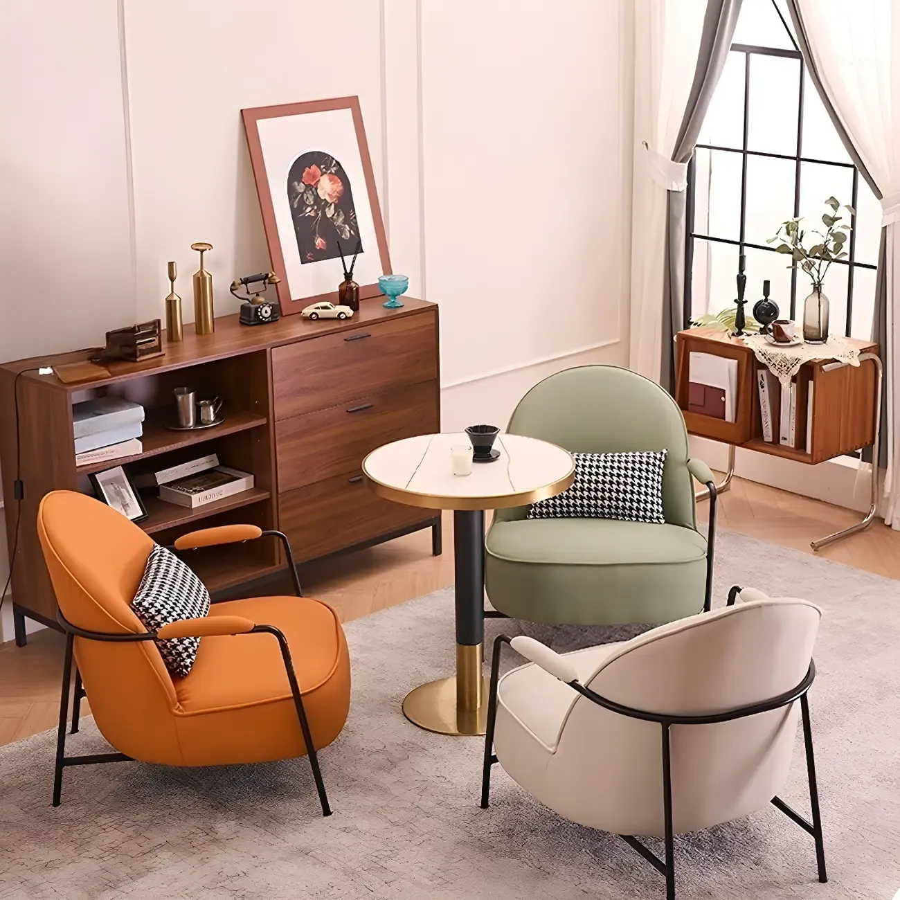 Modern Leather Arm Chair, Water-Resistant, Anti-Scratch