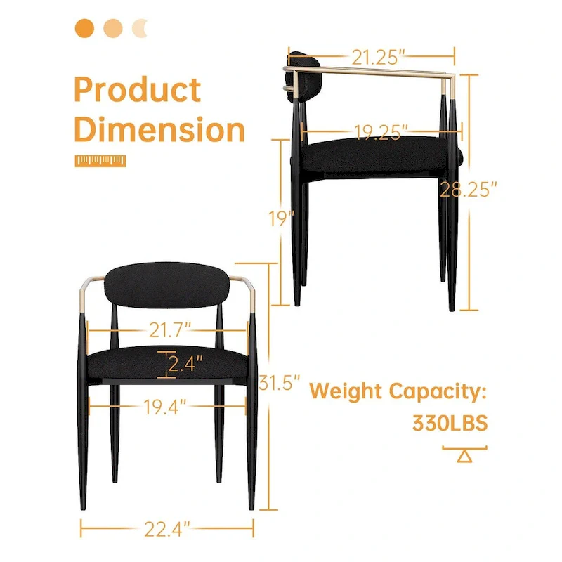 Boucle Upholstered Dining Chair with Metal Frame