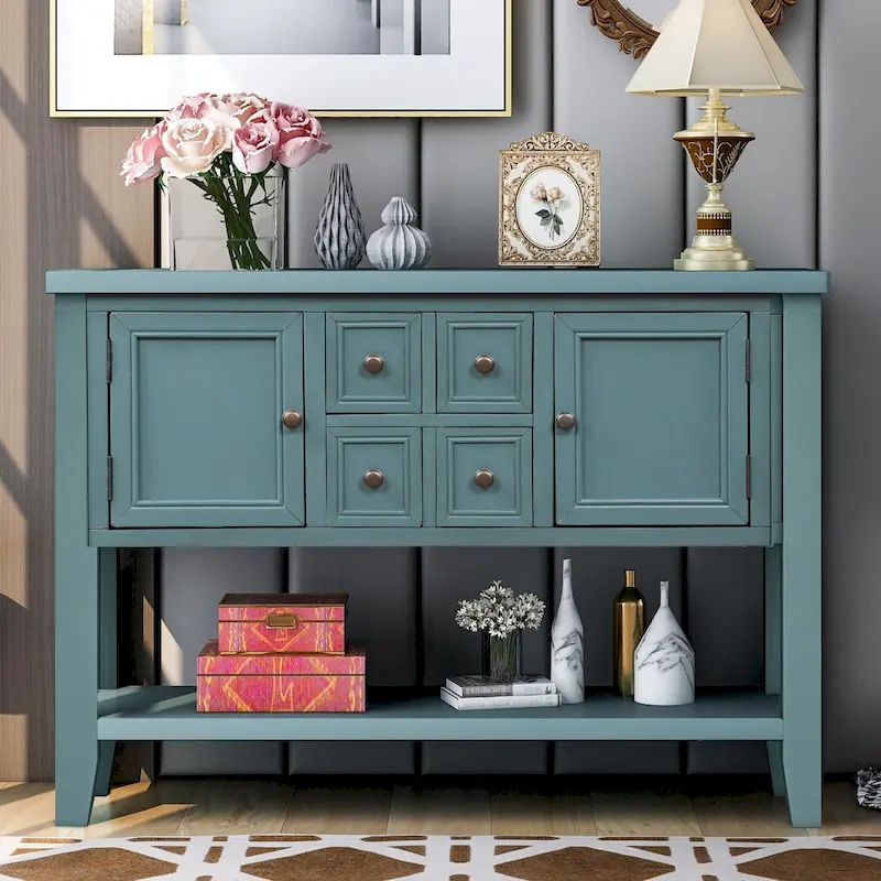 Retro Buffet Sideboard Console Table — Dark Blue / Grey / Blue / Lime White / Espresso