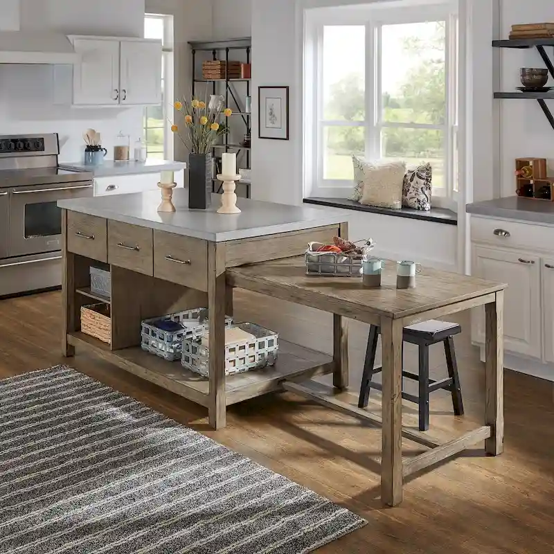 Tali Reclaimed Look Extendable Kitchen Island by iNSPIRE Q Classic
