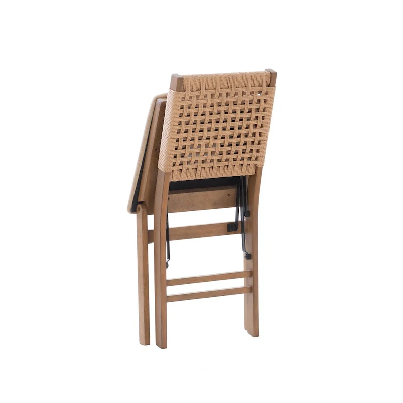 Joslyn Natural Woven Back Folding Dining Chair (Set of 2)