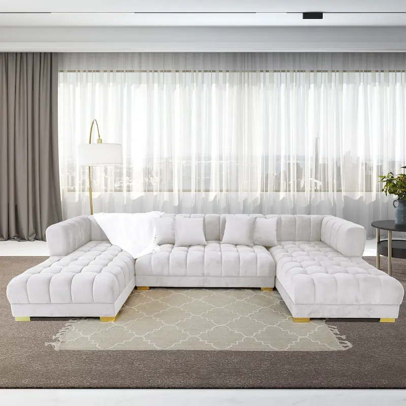 Elegante 3-Piece Velvet U-Shaped Corner Sectional Sofa