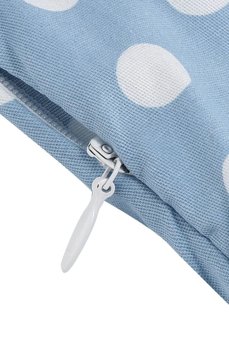 Hepburn Style V Neck Blue Polka Dots 1950s Dress