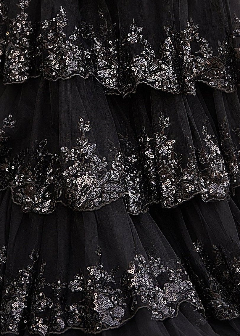 Sheath One Shoulder Tiered Lace Long Prom Dress