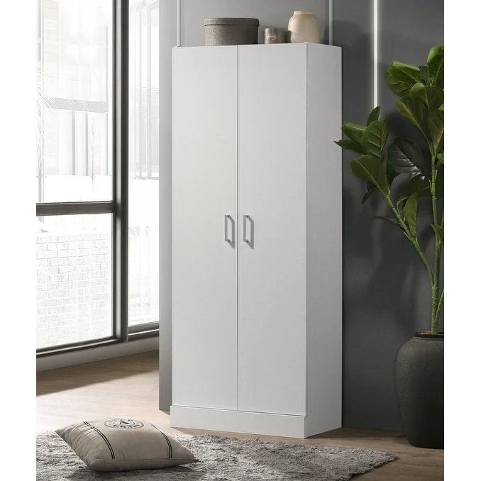 White 60-Inch Simplistic Modern Double Door Storage Cabinet
