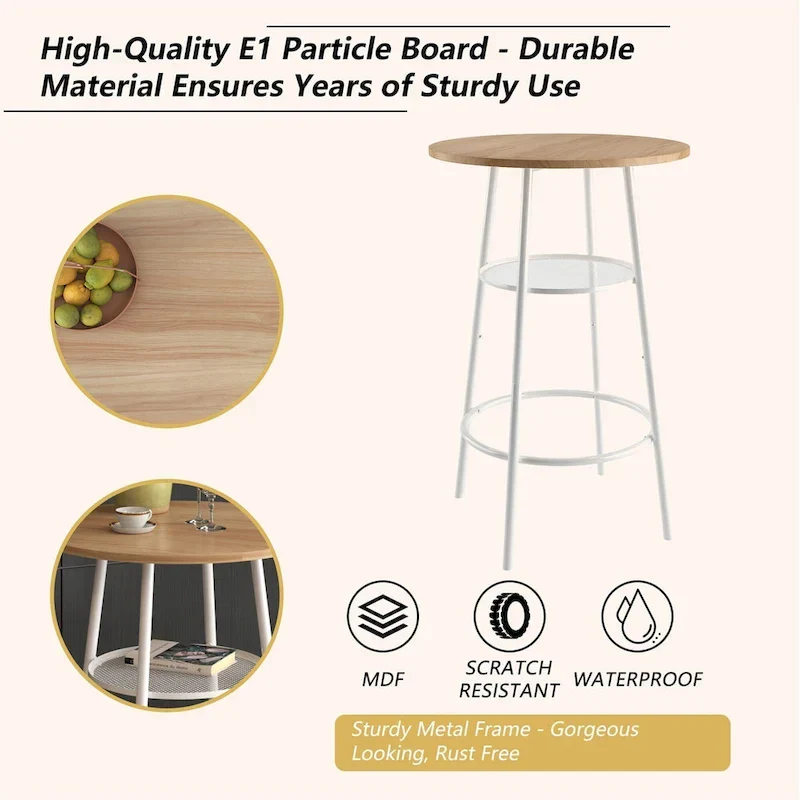 2-Tier Round Bistro Bar Dining Table
