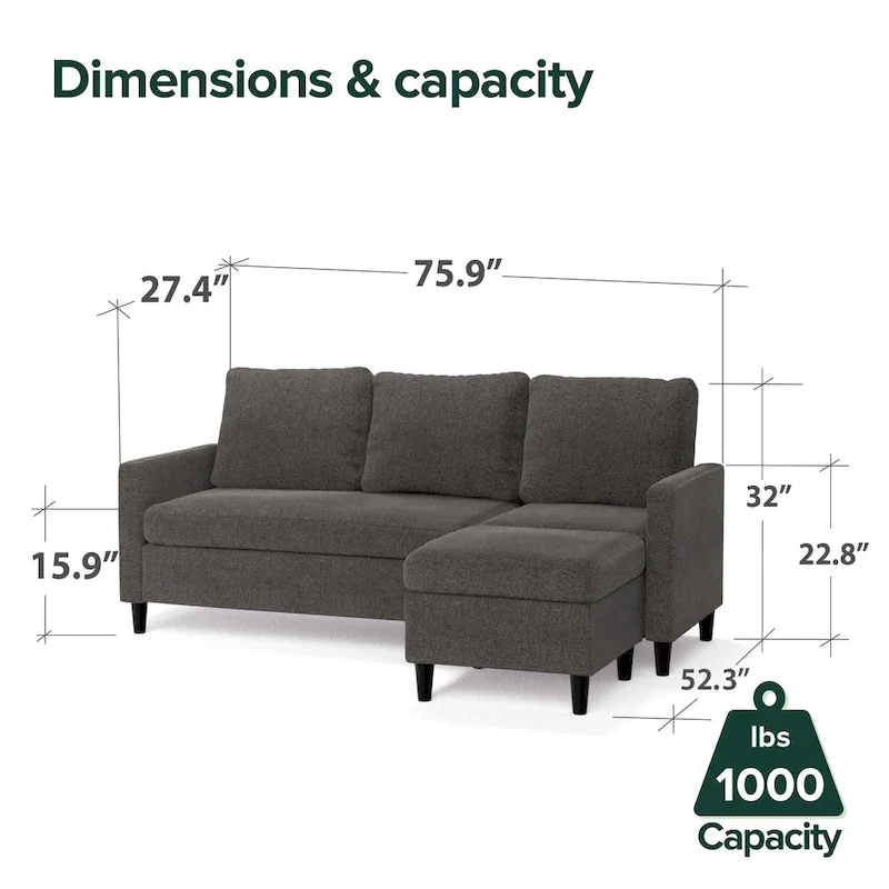 Convertible Sectional Sofa with Reversible Chaise