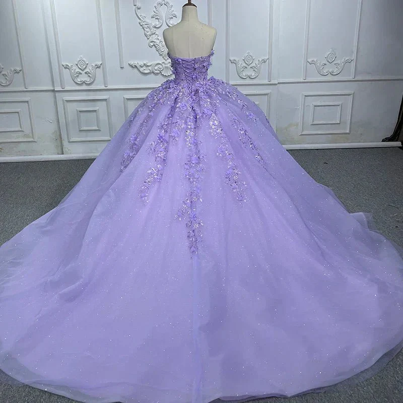 Quinceanera Dress Party Princess Pearls Strapless Evening Gown Appliques