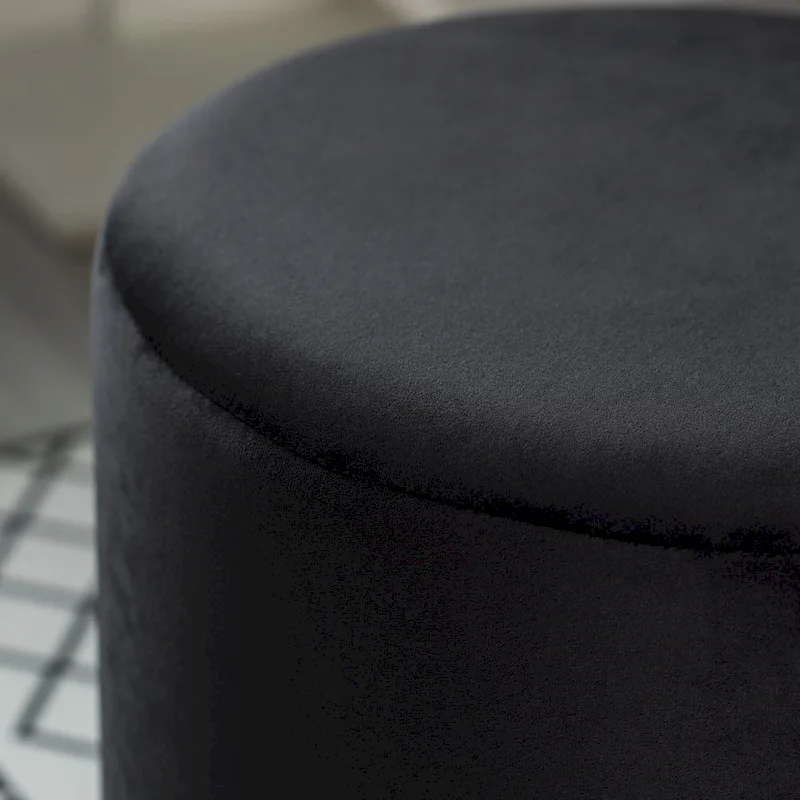 Modern Round Velvet Fabric Standard Ottoman Stool with Gold Base