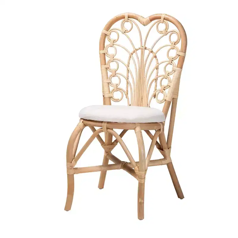 bali & pari Jerica Modern Bohemian Natural Brown Rattan Dining Chair