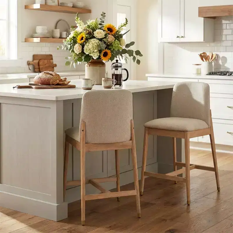 Christopher Knight Home Patricia Farmhouse Rubberwood Upholstered Counter Stools with Curved Backrest (Set of 2)