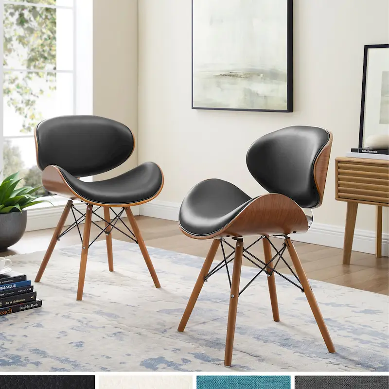 Mid-Century Accent Chair – Beige / Dark Grey / Peacock, Bonded Leather, 1–2 Seats