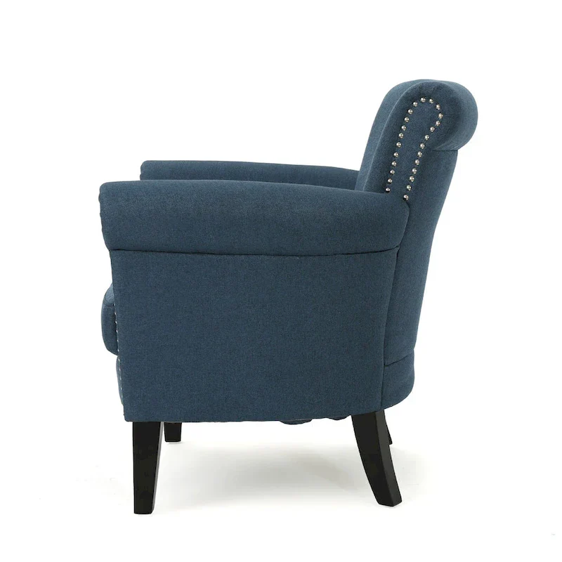 Navy Blue 31 Upholstered Club Chair with Nailheads