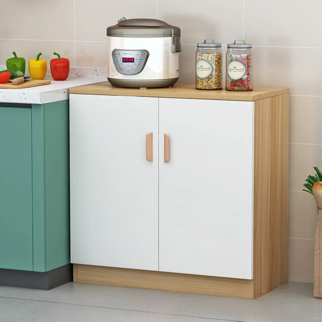 Modish Composite Wood Kitchen Cabinet for Kitchen Storage