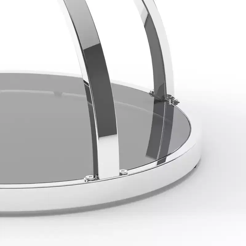 GDFStudio Leda 19.69'' Modern Glass Side Table with 2 Tiers, Ring-Shaped Frames
