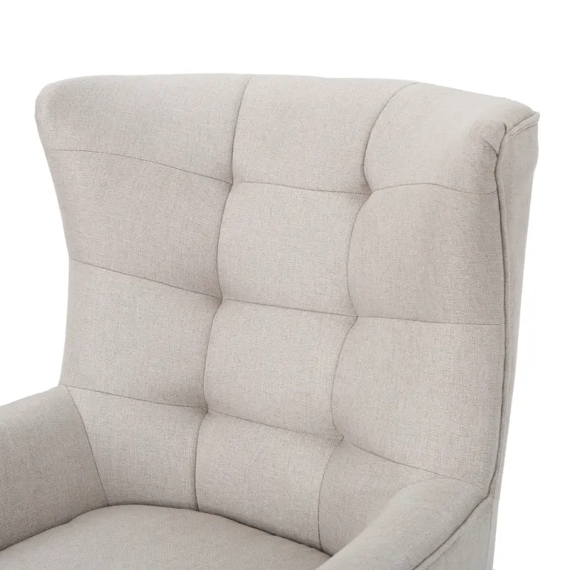 Modern 32.5 High Back Upholstered Button Tufted Wingback Chair with Rubber Wood Legs