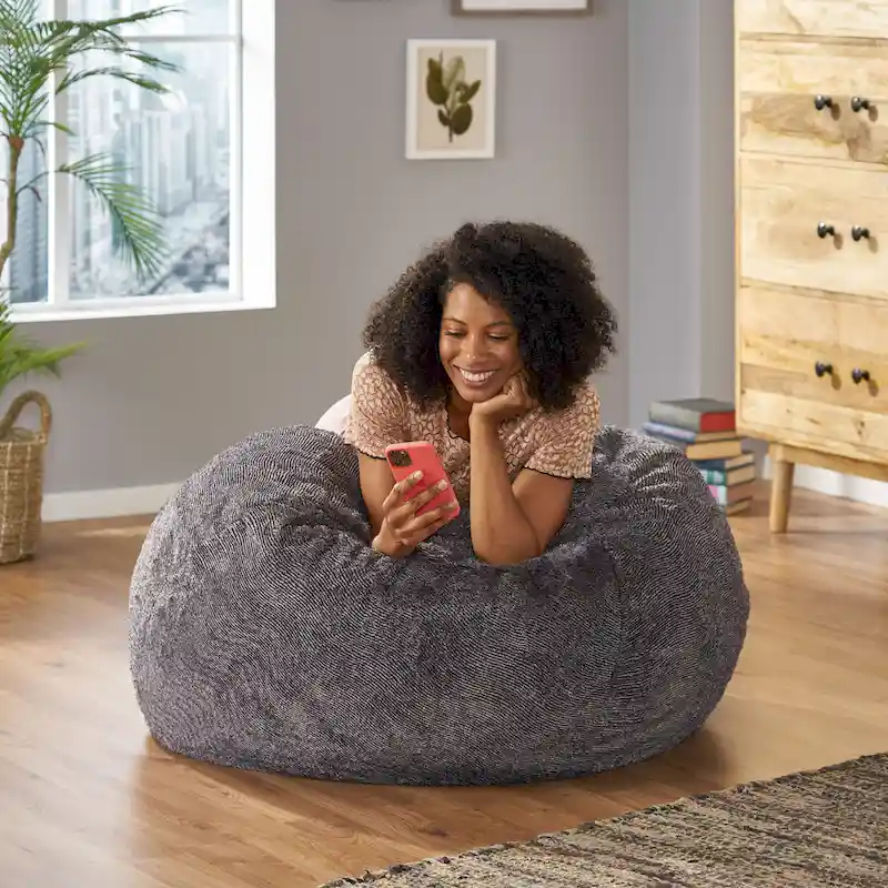 Greyrock Modern Glam Faux Fur Winter Bean Bag by Christopher Knight Home