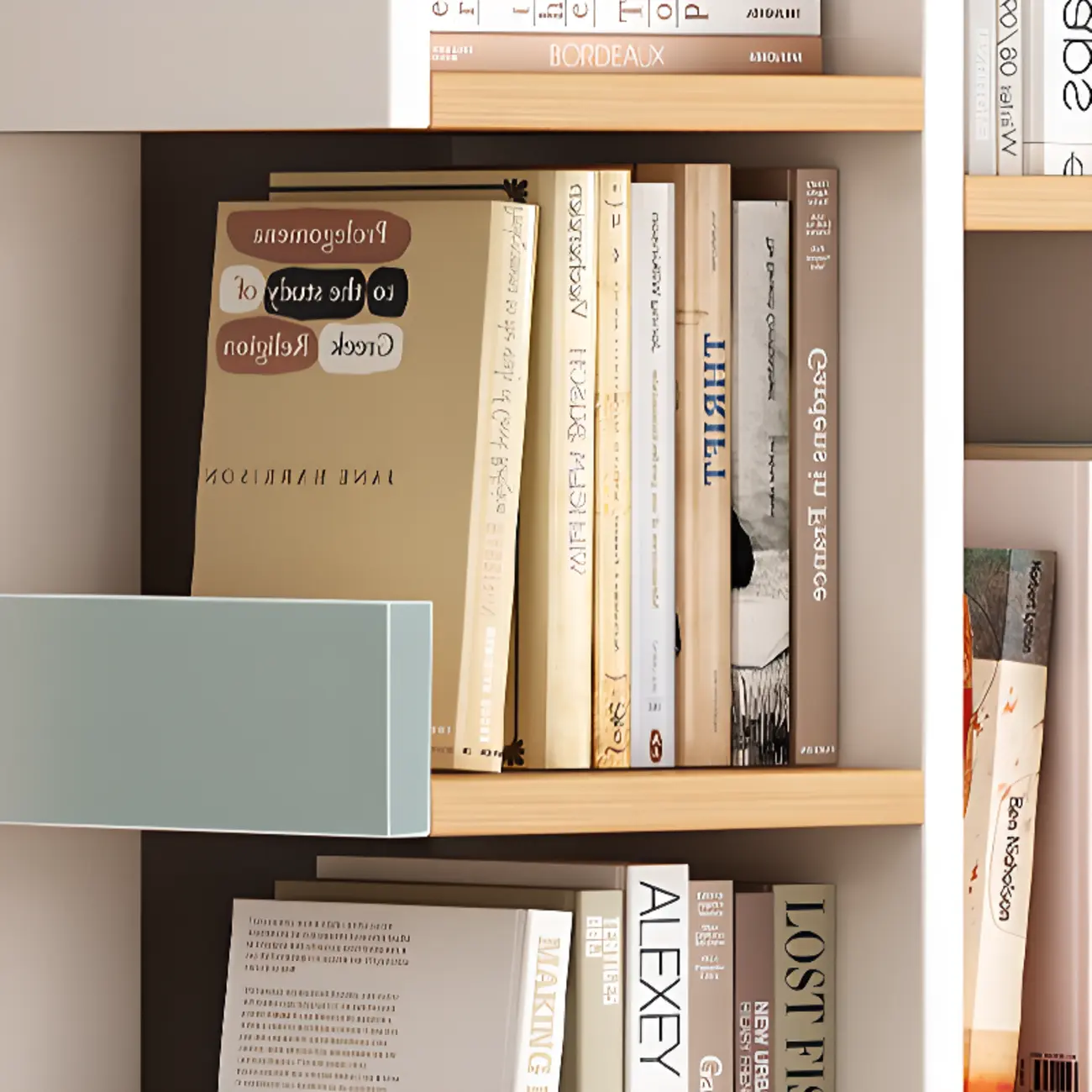 Modern Open Back 9 Shelves White Wooden Bookshelf