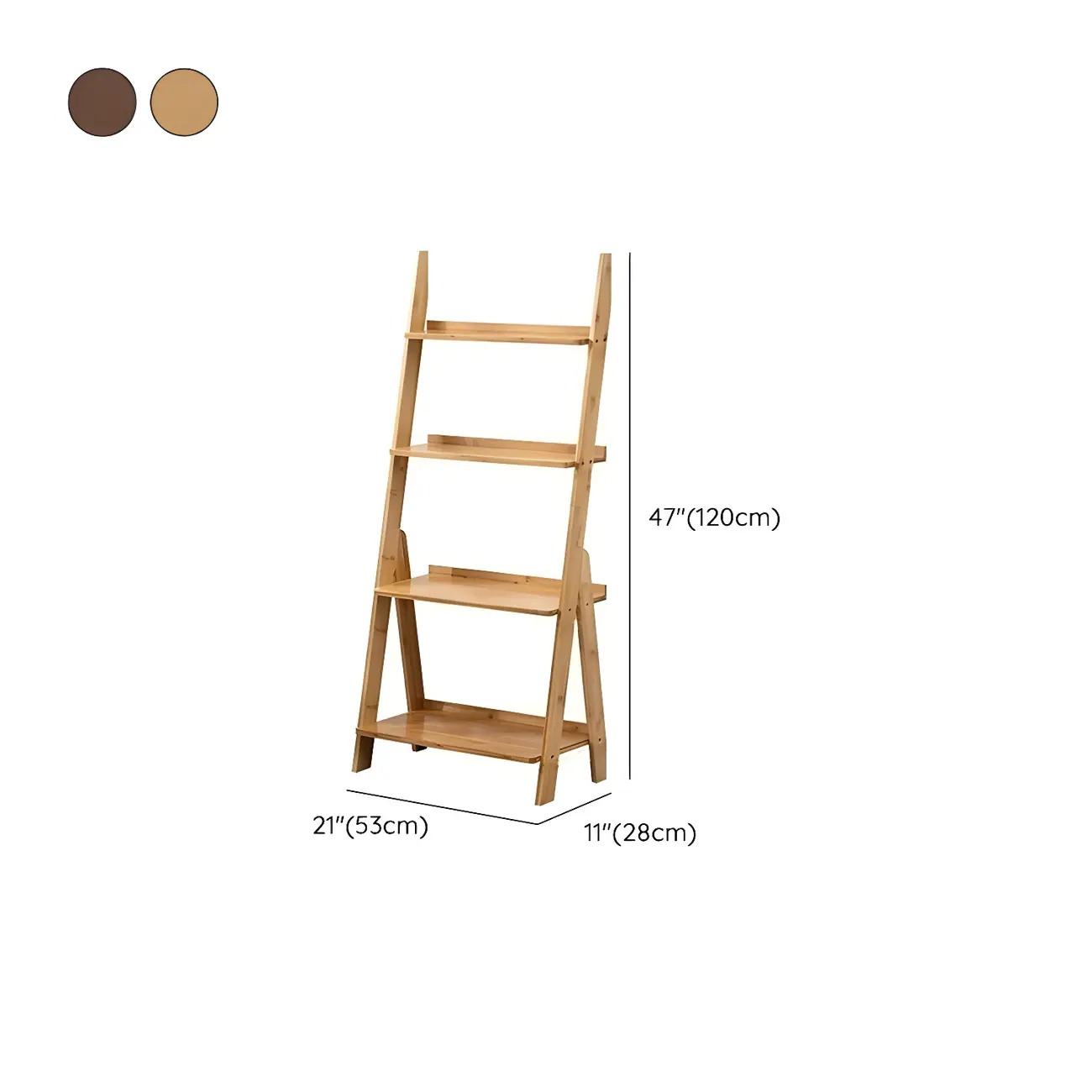 Solid Wood 5-Tier Open Back Ladder Bookshelf