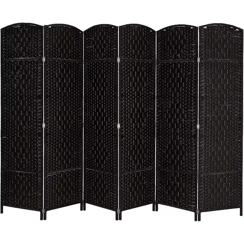 VINGLI 6-Panels Tall Rattan Room Divider, 6 FT Folding Privacy Screen, Indoor Partition Wall Dividers, Space Separator