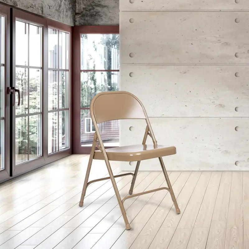 Hampden Furnishings Bernadine Collection Metal Round-Backed Folding Chair, Pack of 4