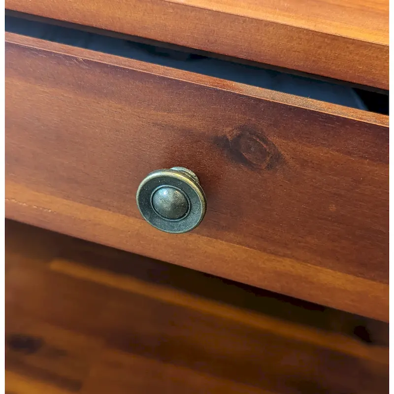 Solid Acacia Coffee Table with Drawer & Bottom Shelf