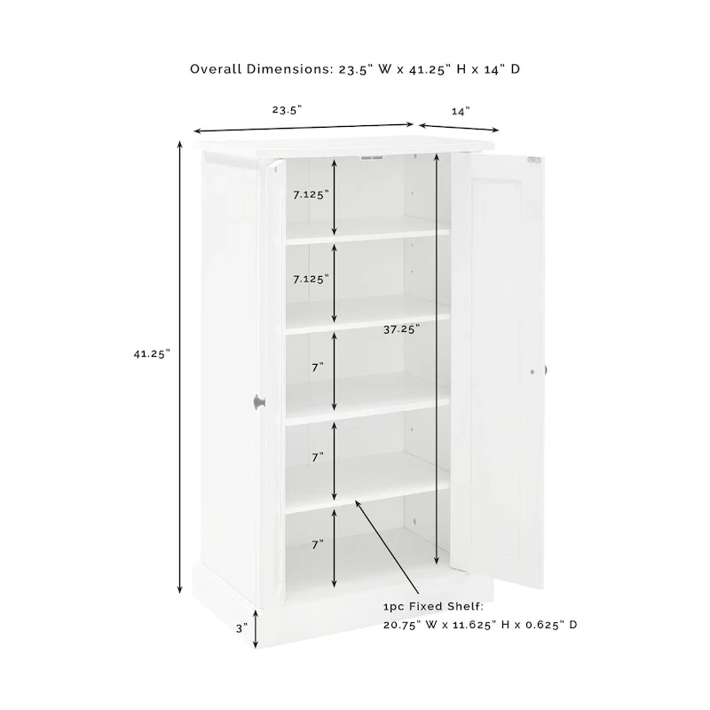 Antique White Coastal Double-Door Accent Cabinet