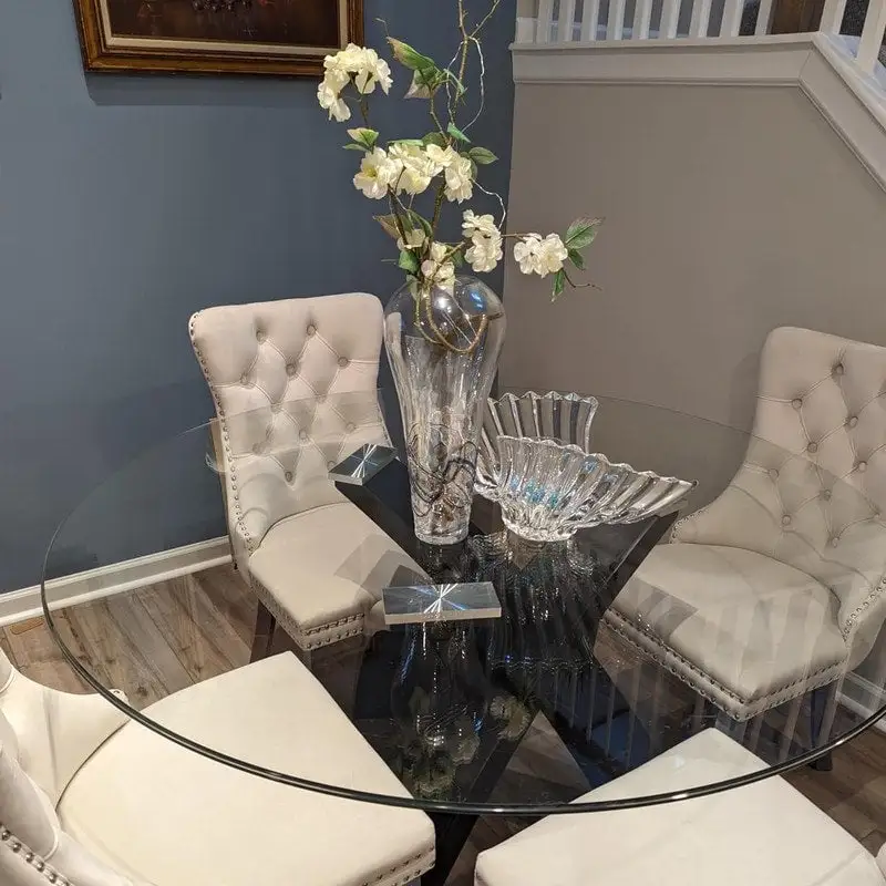 Solid Wood Velvet Upholstered Dining Chair Set of 4