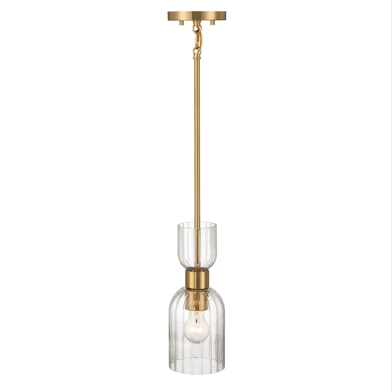 Josephine Metal and Clear Ribbed Glass Ceiling Light - 5.0 L x 5.0 W x 12.8 H