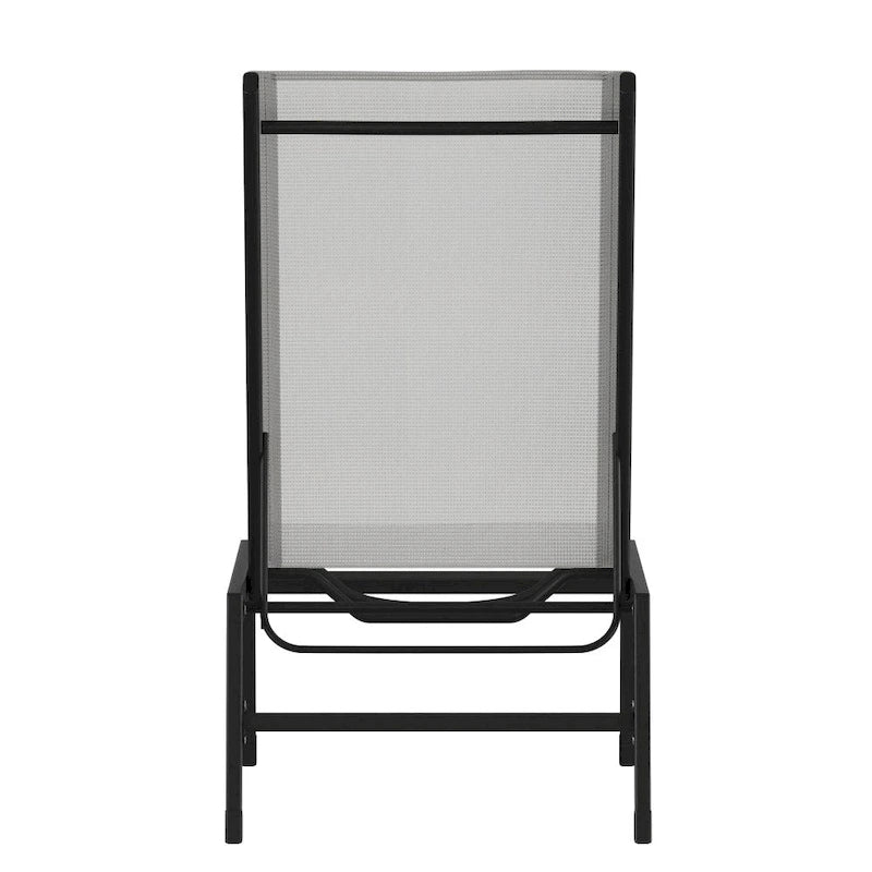 Set of 2 All-Weather Textilene Adjustable Chaise Lounge Chairs with Arms