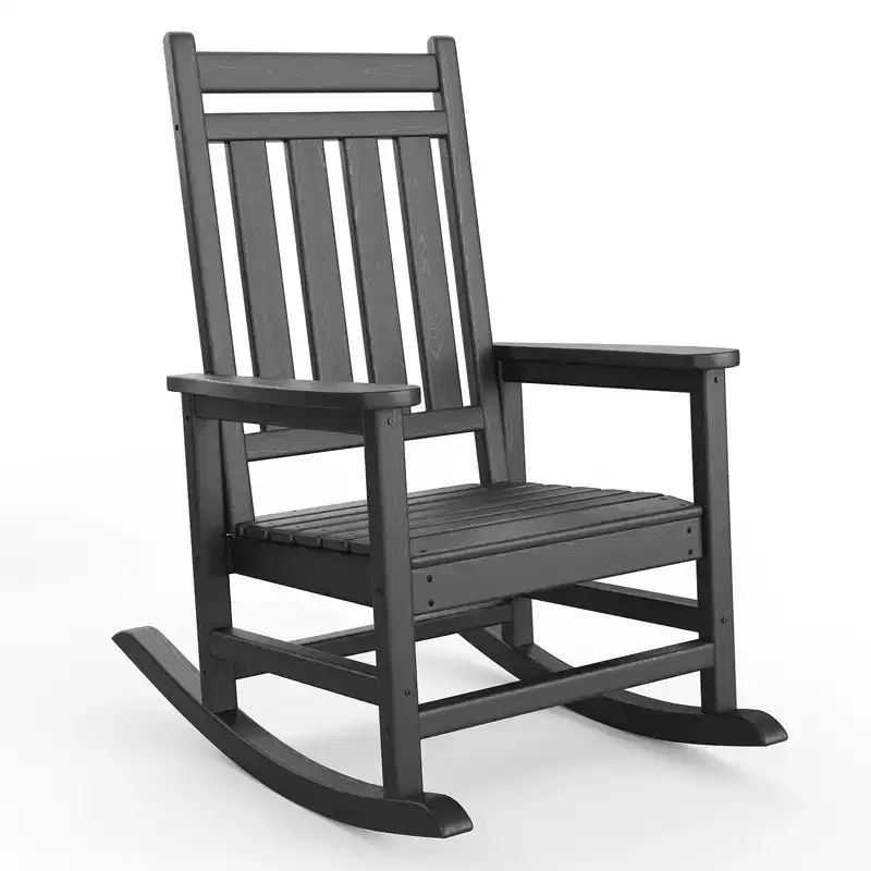 Outdoor Rocking Chair, Poly High Back Porch Rocker Chairs for Adults, All Weather Resistant Furniture for Patio & Front Porch