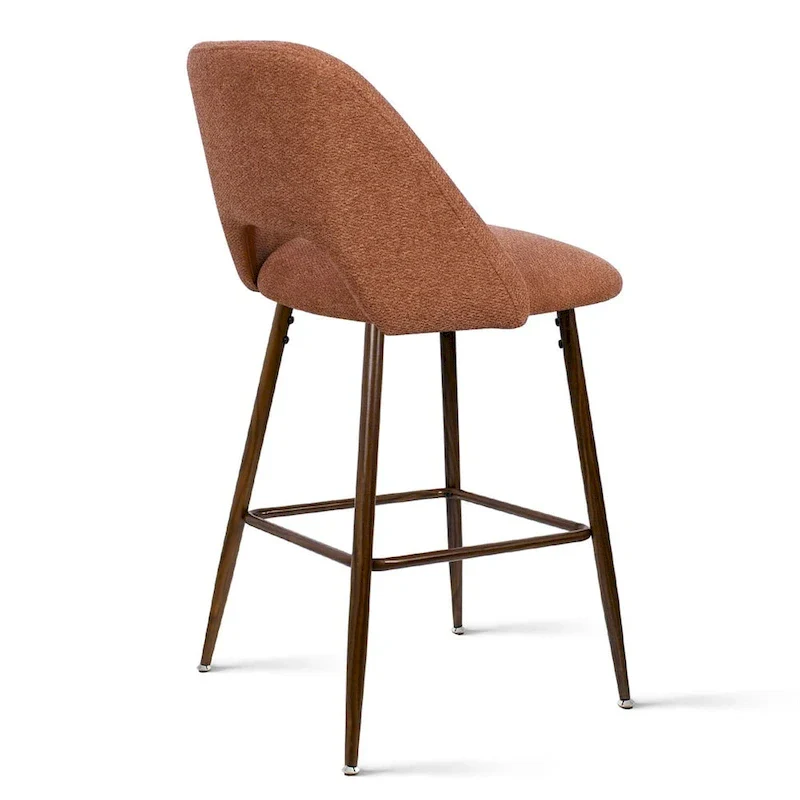 Upholstered Modern Bar Stool Walnut Leg