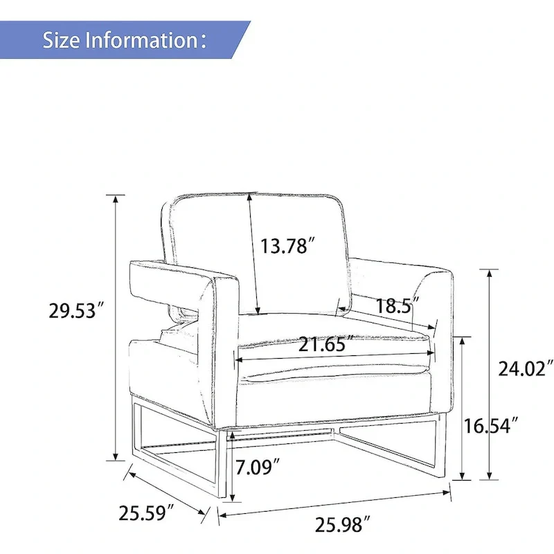 Modern Arm Accent Chair, Mid Century Living Room Chair Upholstered Lounge Chair
