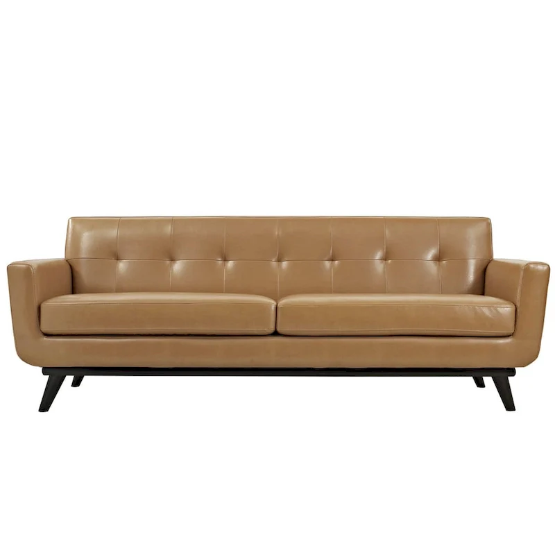 Carson Carrington Ringsaker Tan Leather Mid-century Sofa