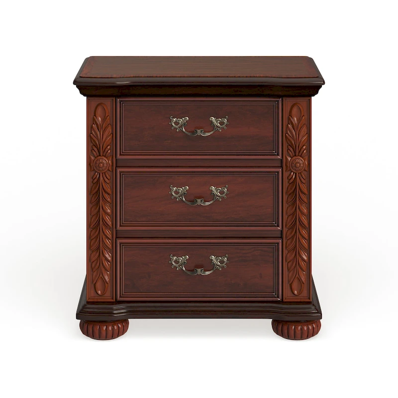 Ulis Traditional Cherry Solid Wood 3-Drawer Nightstand by Furniture of America
