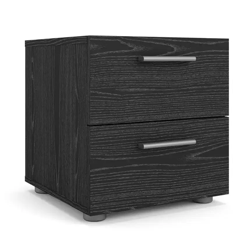 Tvilum, Austin 2 Drawer Nightstand, Black Woodgrain